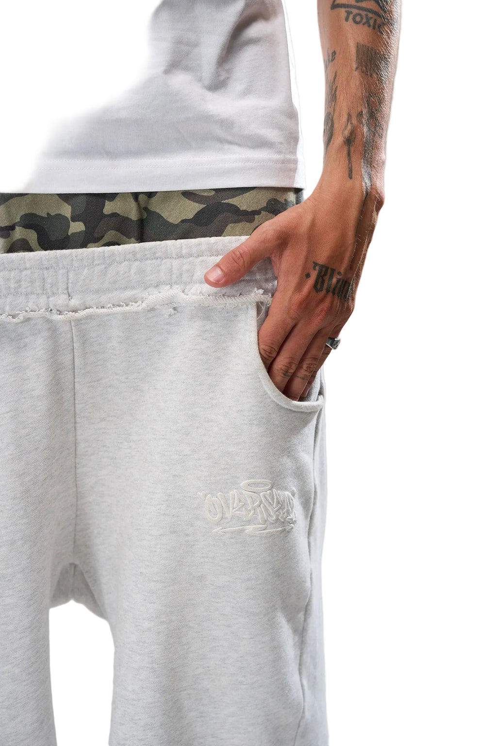 OVERSEAZ CAMO DOUBLE WAISTBAND SHORTS