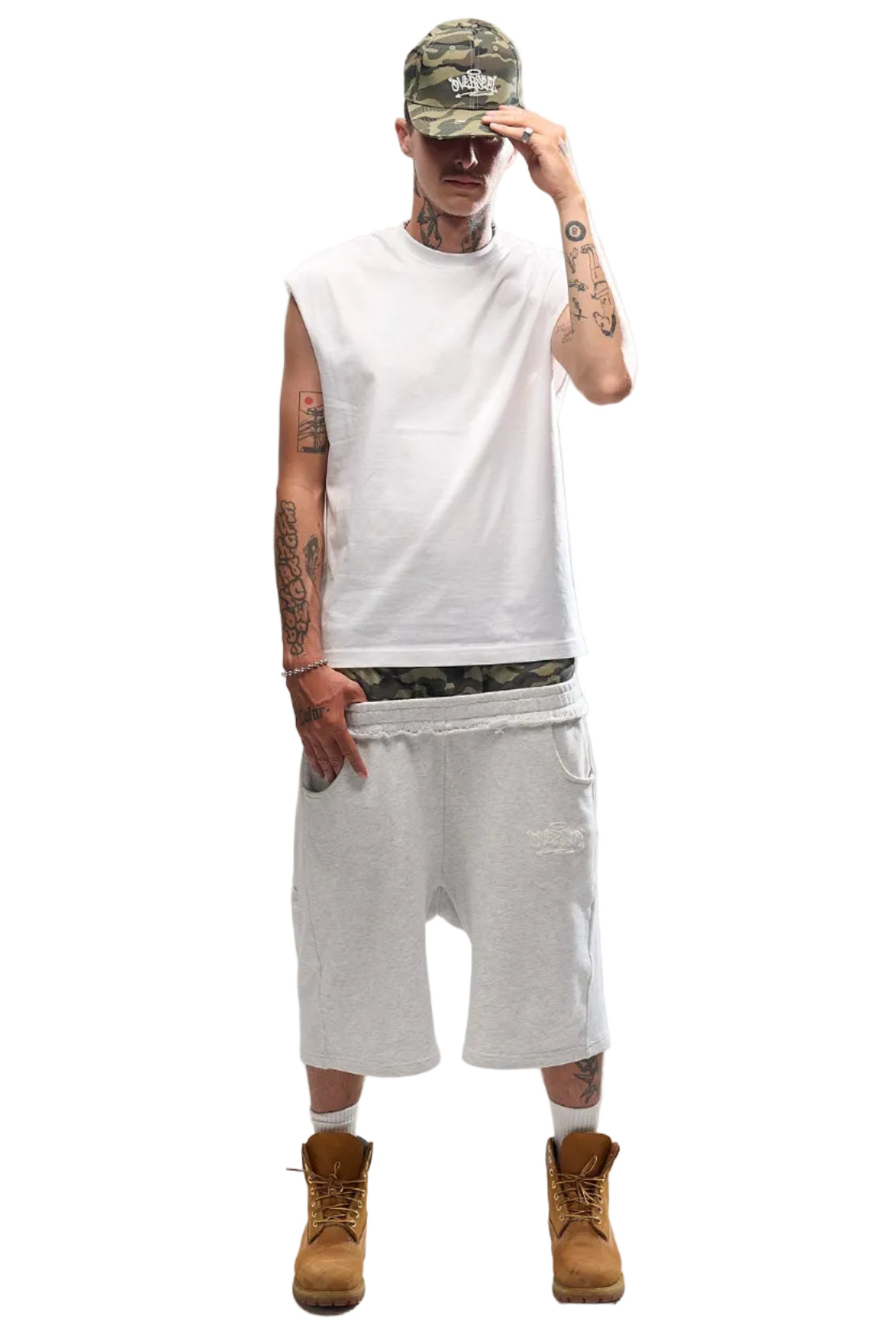 OVERSEAZ CAMO DOUBLE WAISTBAND SHORTS