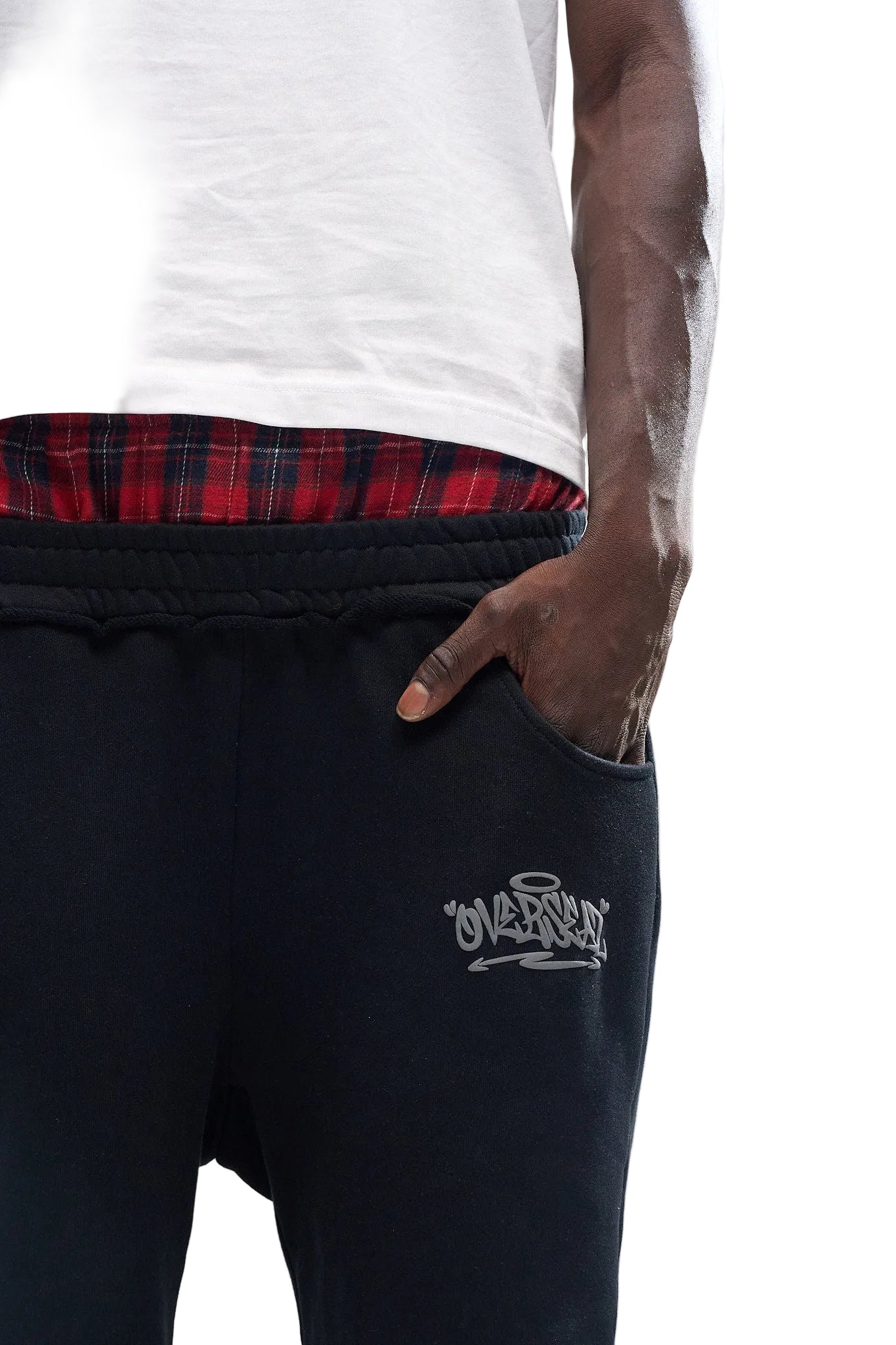 OVERSEAZ PLAID DOUBLE WAISTBAND SHORTS