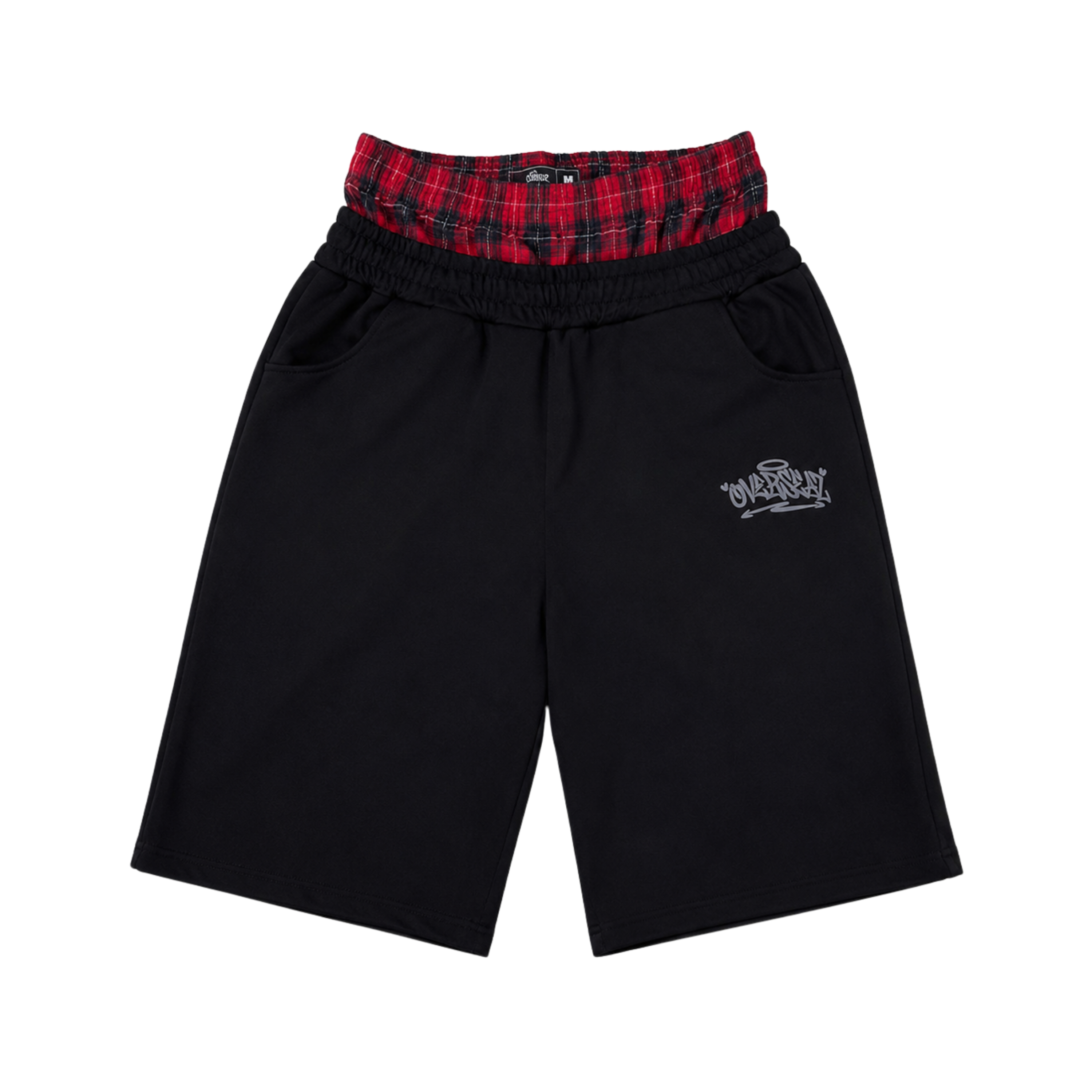 OVERSEAZ PLAID DOUBLE WAISTBAND SHORTS