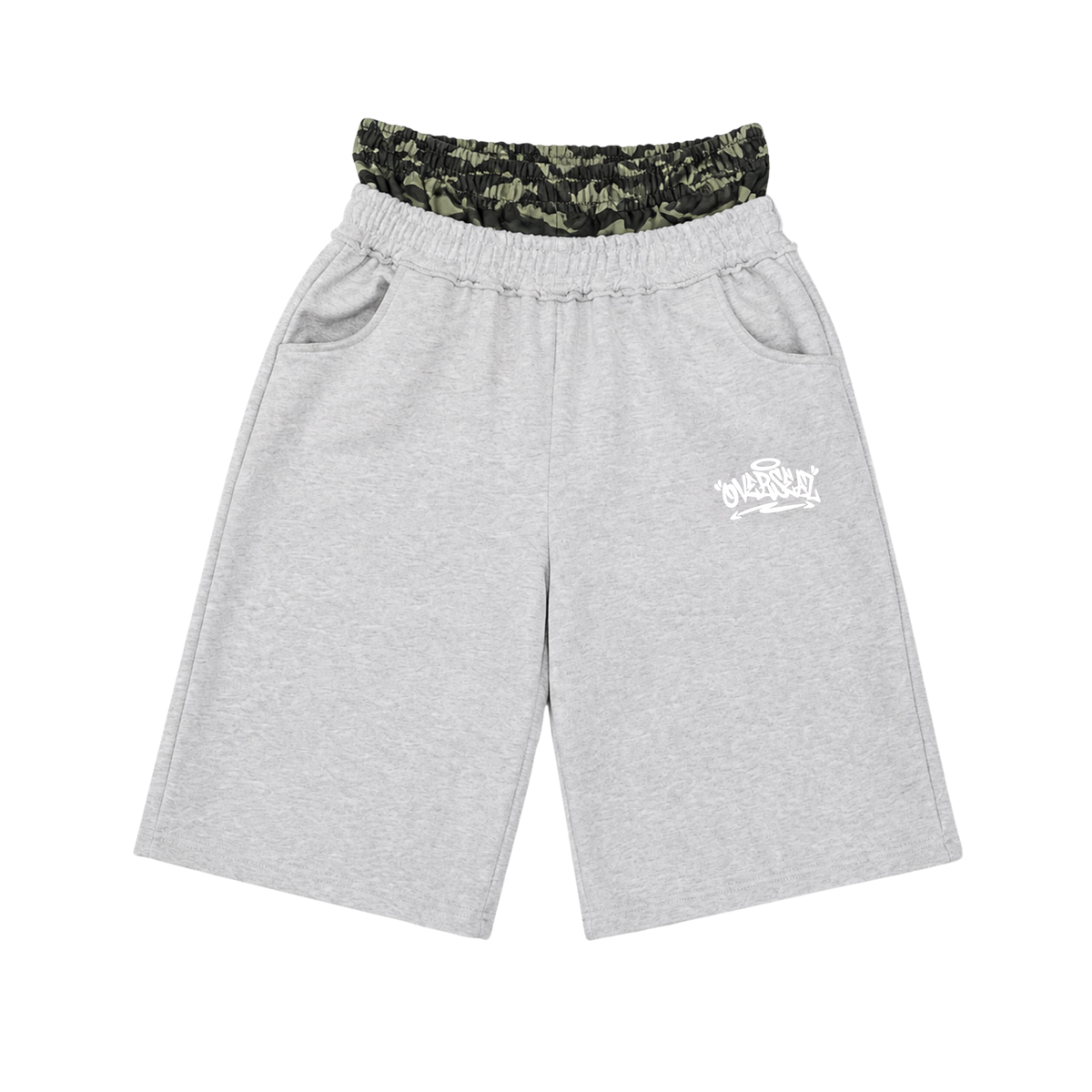 OVERSEAZ CAMO DOUBLE WAISTBAND SHORTS